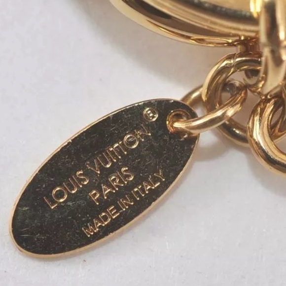 Authentic Louis Vuitton Charm Porte Cles LV Facet Key Ring Gold Box - Picture 8 of 9